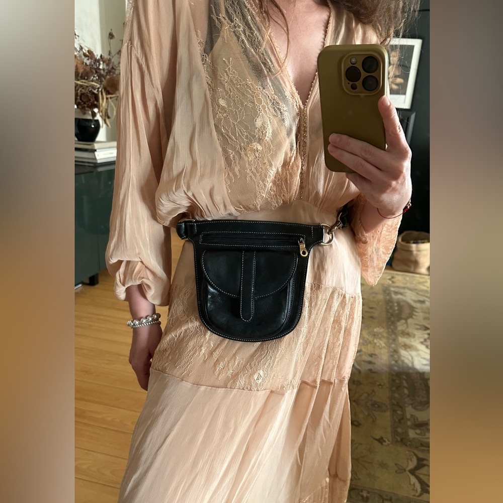 Vintage Black Leather Belt Bag